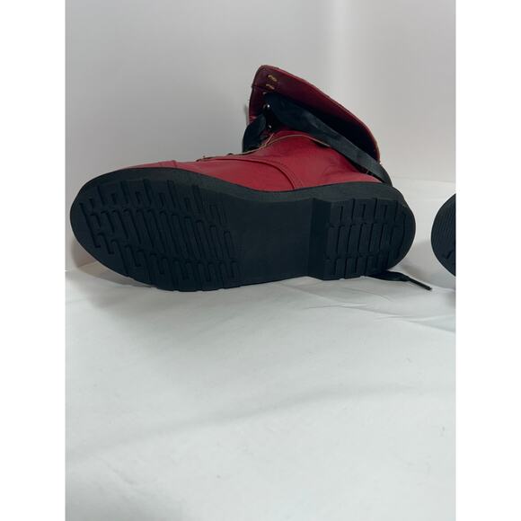 Women's Ribbon Lace up Cuff Floral Combat Boots Size 8.5-9 - Picture 9 of 10